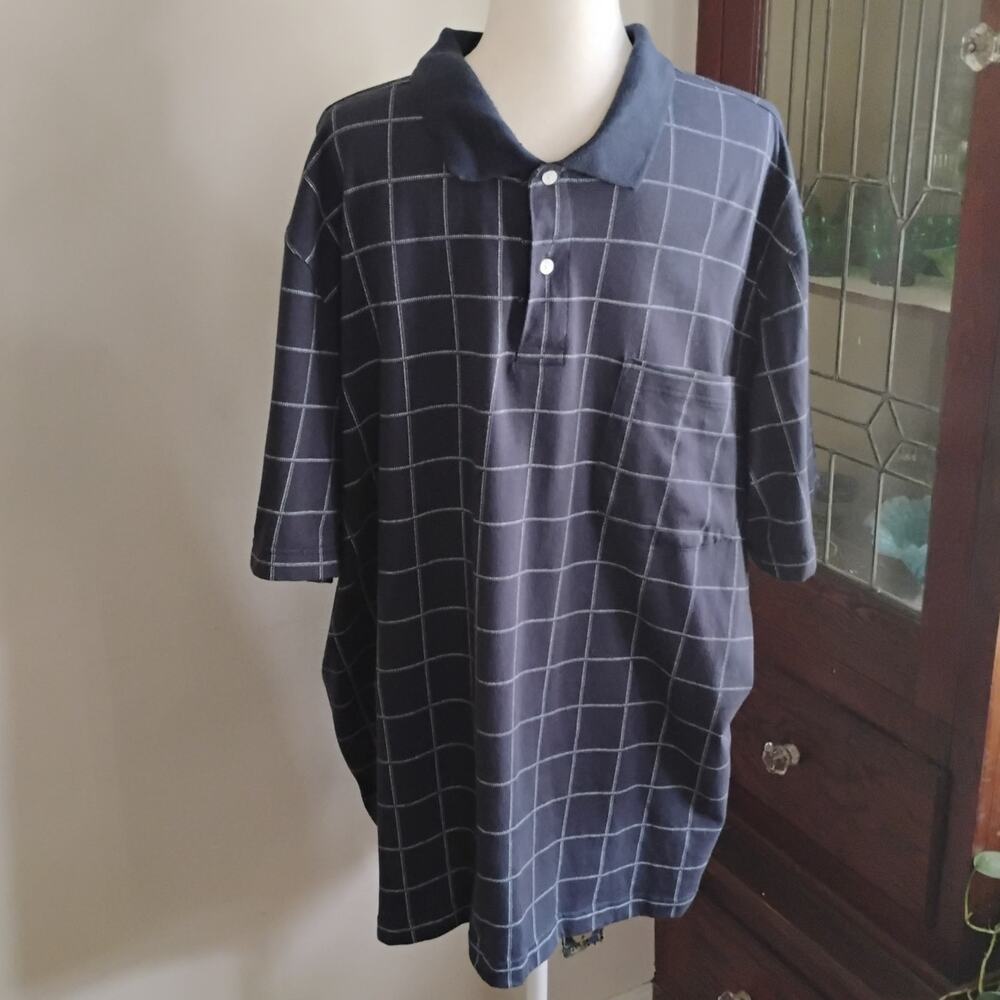 Vintage 90s Puritan Navy White Check Polo Shirt XL Short Cotton - Picture 5 of 17